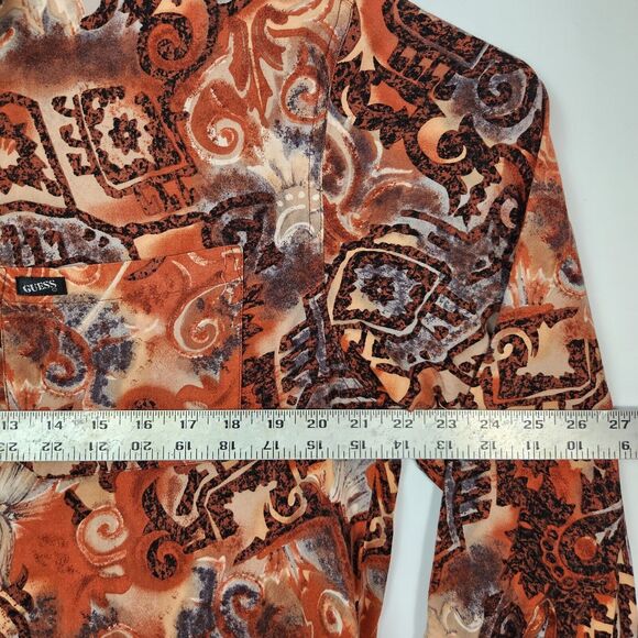 VTG Guess Shirt Mens S Georges Marciano Luxury All Over Print Button Down Resort - Picture 15 of 16